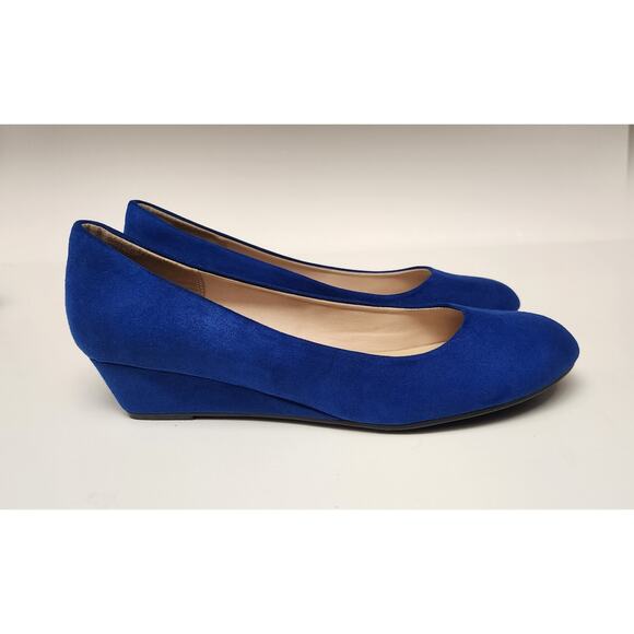 DREAM PAIRS Royal Blue Women's Pump Wedge Heel Round Toe Slip On Shoes US 9.5M - Picture 4 of 12